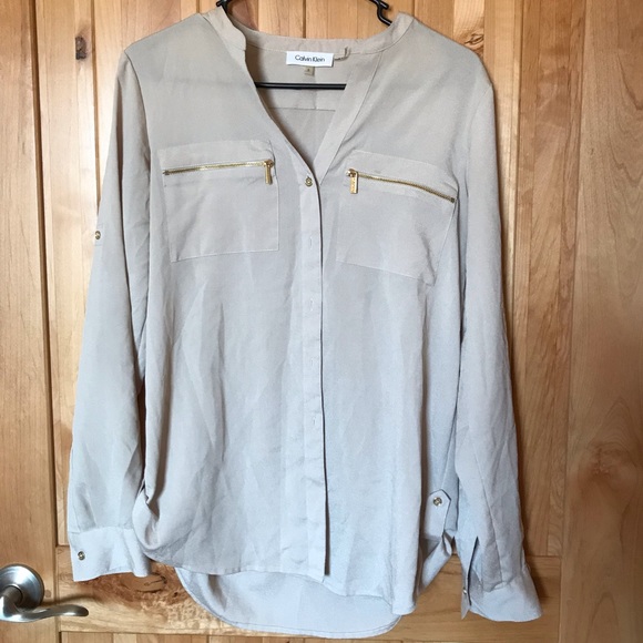 Calvin Klein Zip-Pocket Utility Blouse - Picture 1 of 3